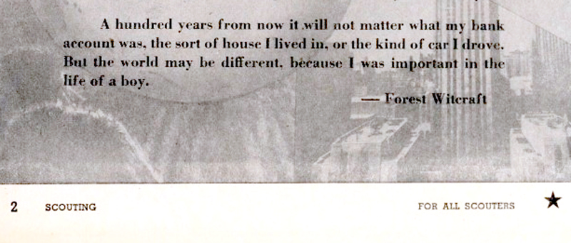Forest Witcraft quote first appeared in Scouting magazine - Bryan on