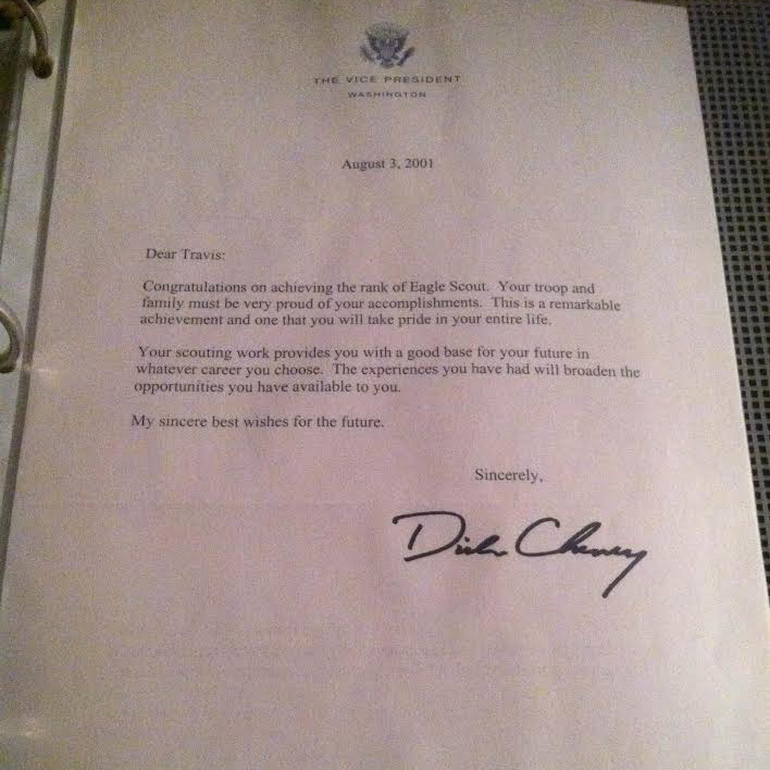 Dick Cheney Eagle Scout letter