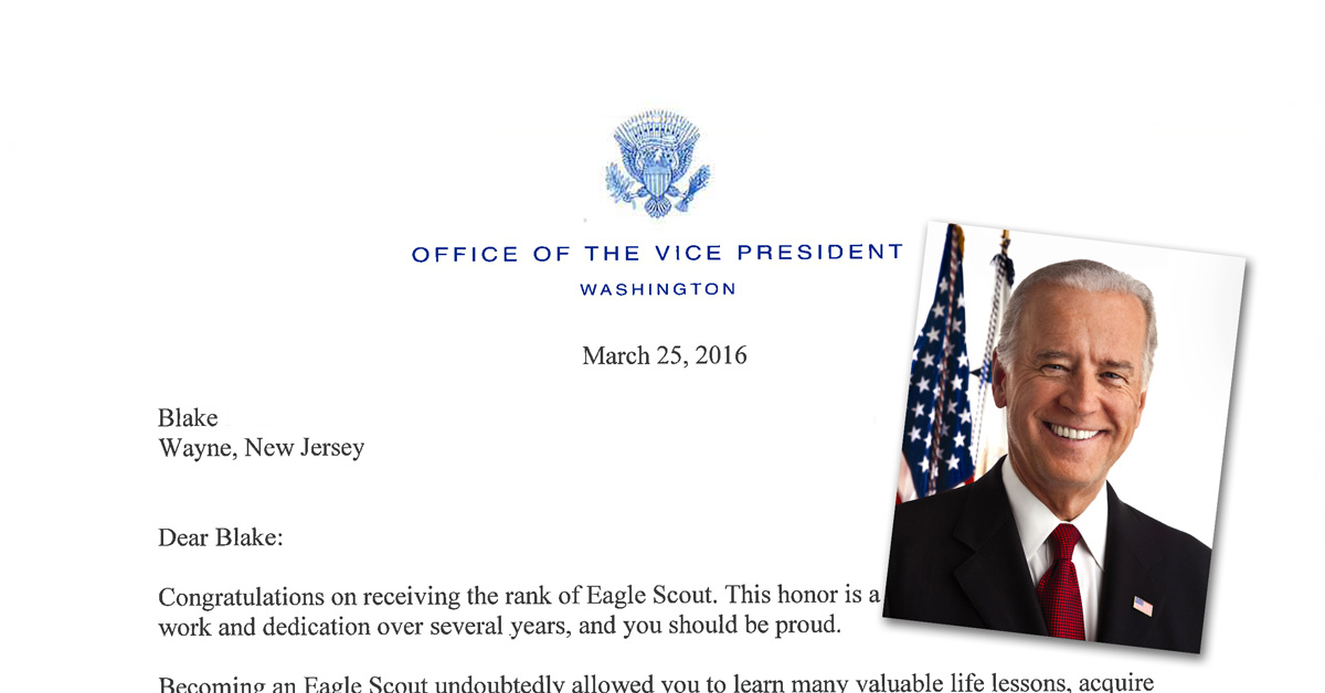 Read Vice President Joe Biden's letter to an Eagle Scout