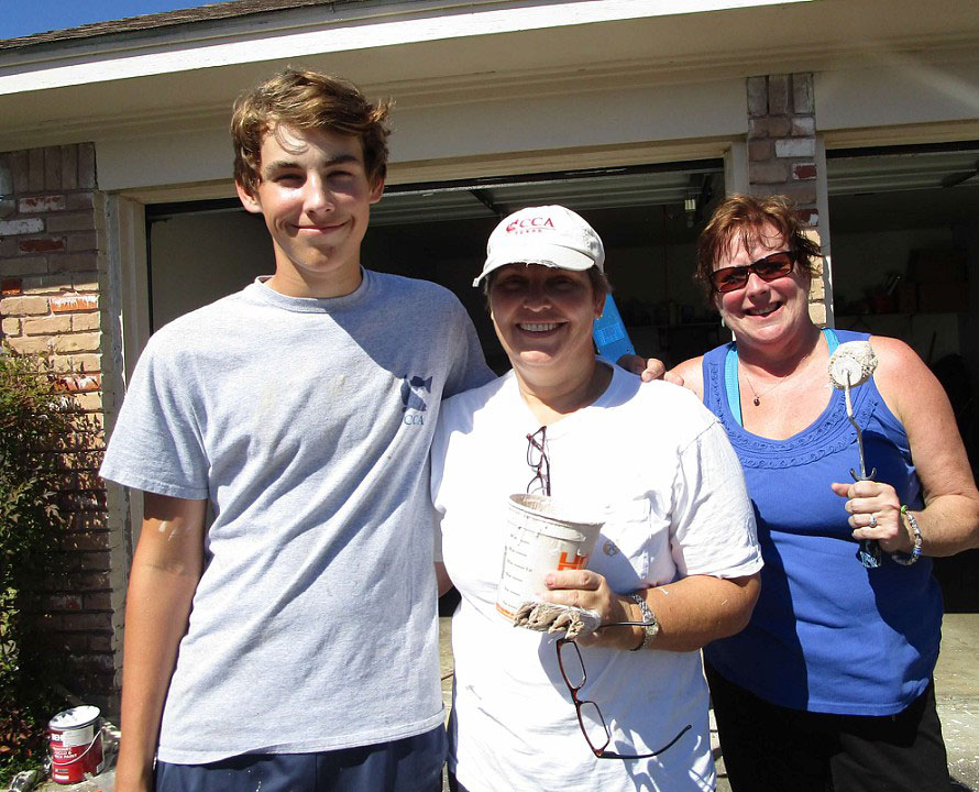 Family support: From left, Scout Gunner Gregg’s crew his mother Peggy Gregg and Deidre Gregg, his aunt.