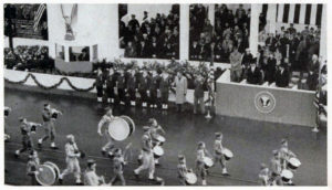 Scouts march at the 1957 inauguration.