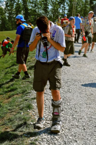 A Scout covering some breaking news at the 2013 jamboree.