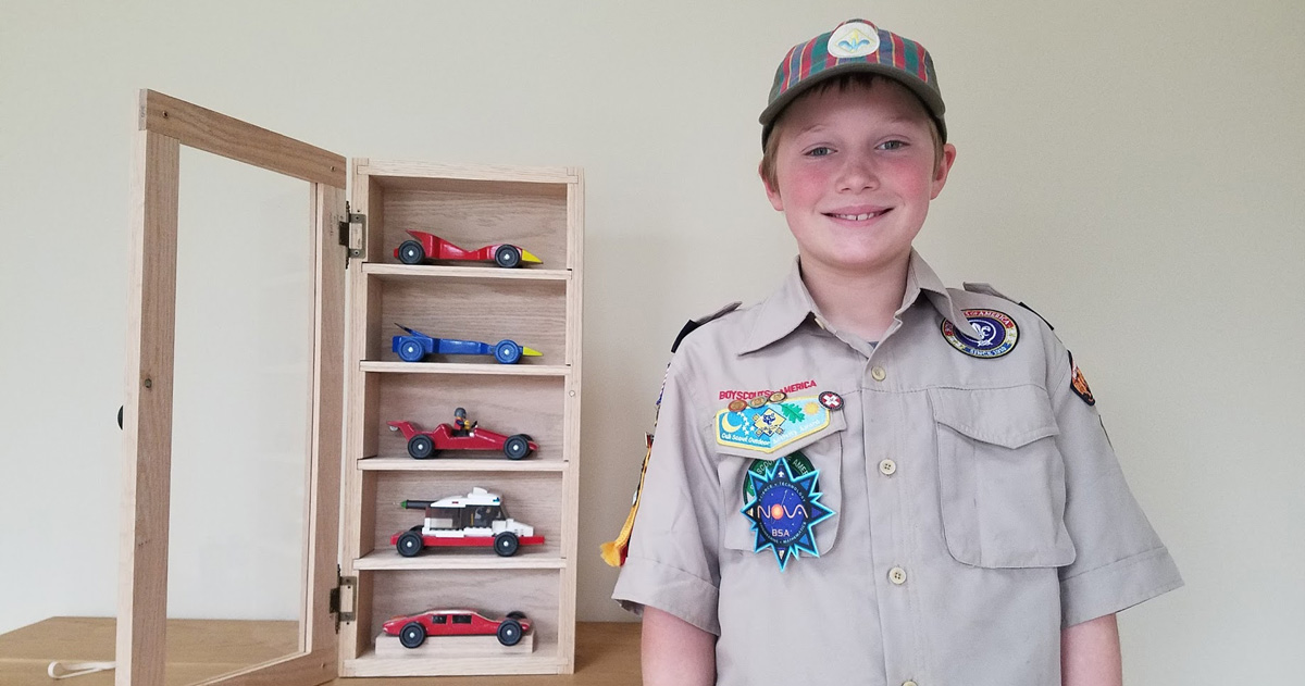 Build this Pinewood Derby display case with your Cub Scouts