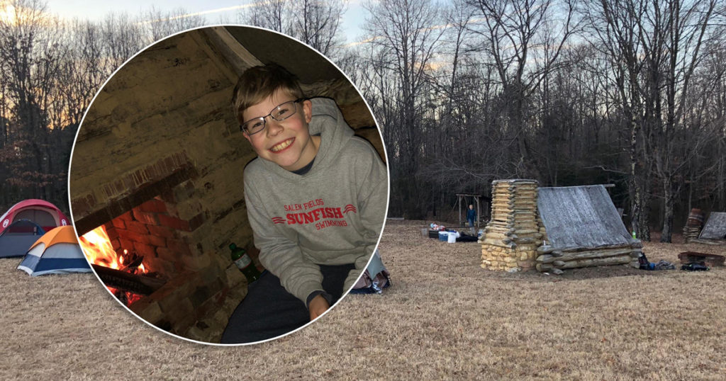 Troop 948, Fredericksburg, Va., camped inside Civil War winter huts outside the White Oak Civil War Museum in Falmouth, Va.