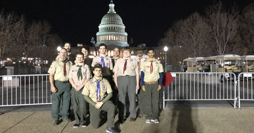 Troop 1717 stands outside the U.S. Capitol early Tuesday morning.