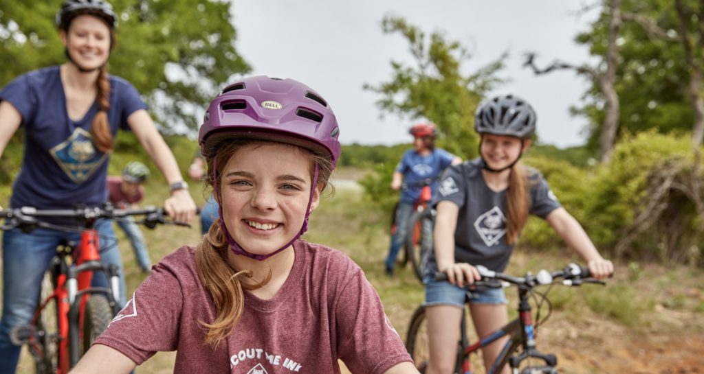 Cub Scouts riding bikes