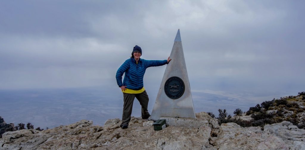 Jamie on the summit of Guadalupe Peak