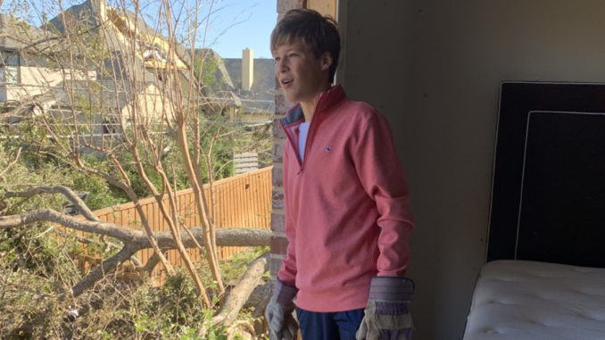 Slaton Strey of Troop 577 lost his home in the tornado.