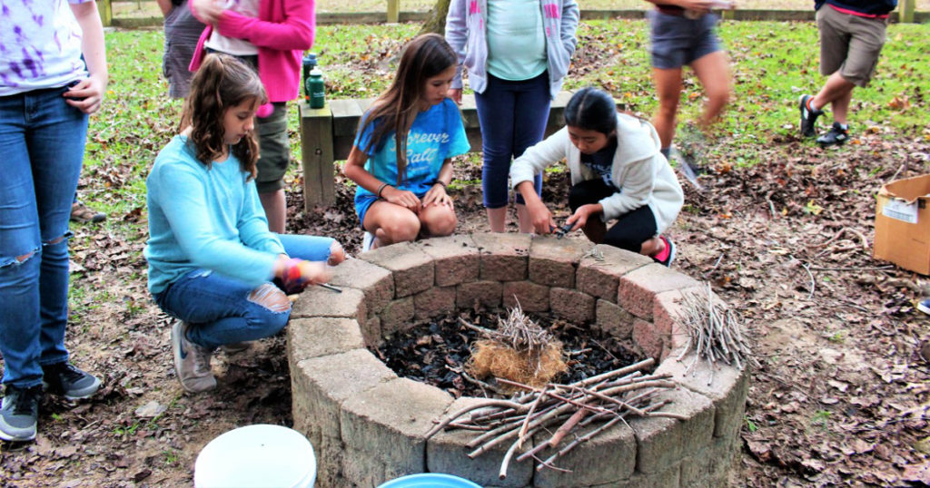 Fire-building practice.