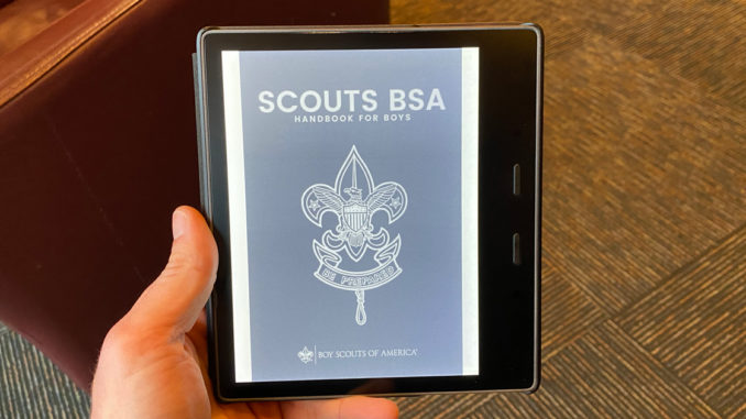 Testing the Scouts BSA Handbook on my Kindle e-reader.
