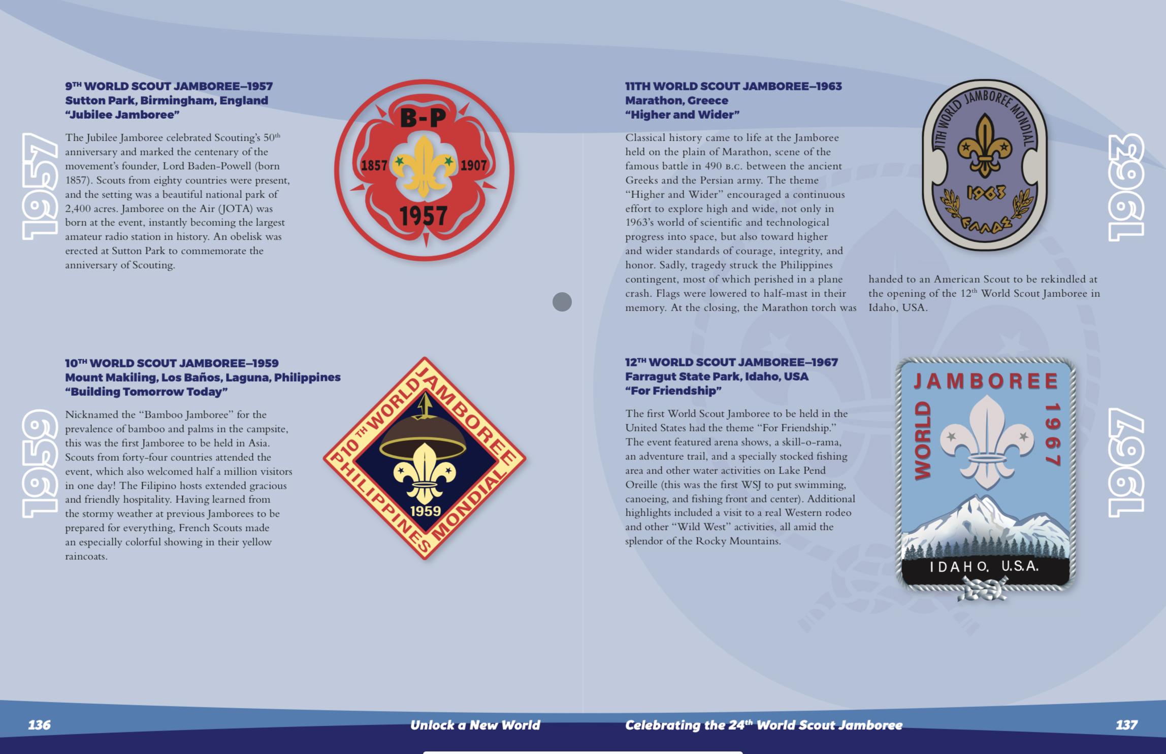 An inside spread from the World Jamboree book