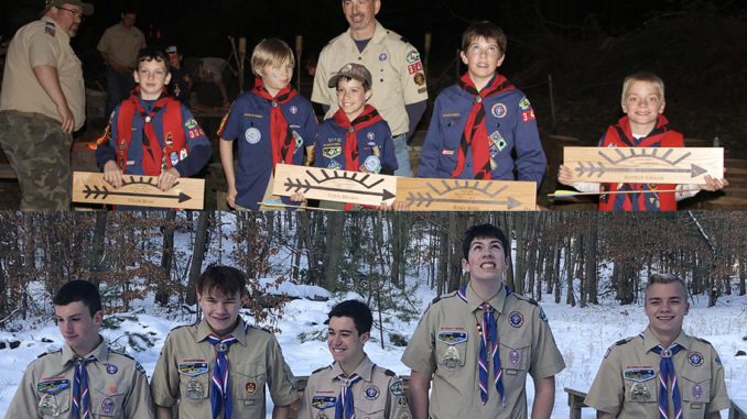 Group photo of Webelos Scouts and Eagle Scouts