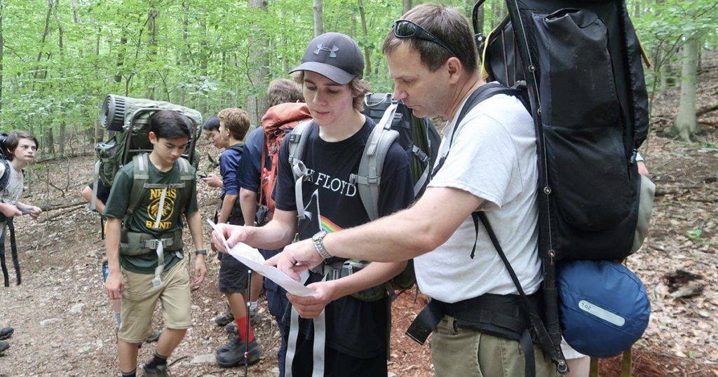 Mike Huneke and his son, Jacob, on a Philmont shakedown hike. Photo by Rick Garriques