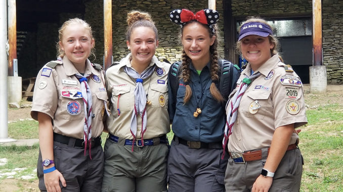 Troop 2019’s soon-to-be Eagle Scouts, from left: Lindsay Parker, Kenzie Neal, Taylor Bell and Morgan Phillips.