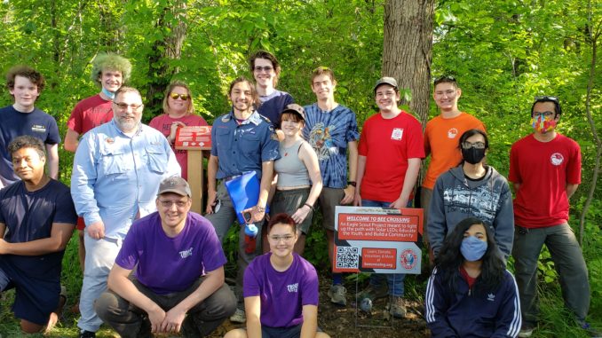A group of Scouts and Venturers at Nuruddin's Eagle project