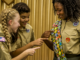 Scouts wearing merit badge sashes