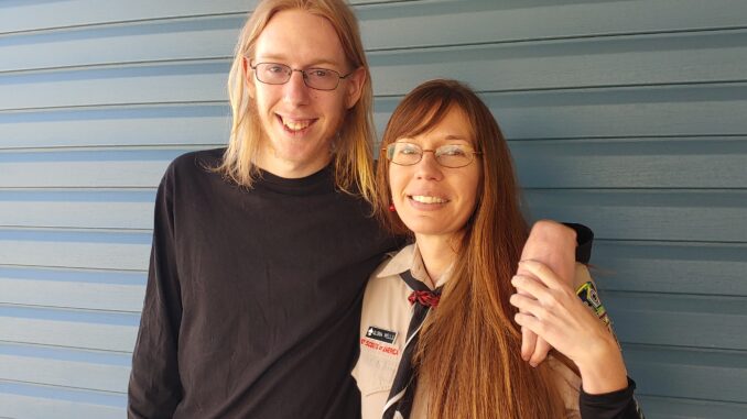 Zeke, an Eagle Scout, with his mom Gloria