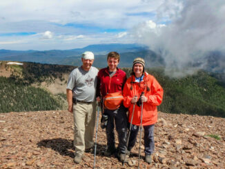 Steve, Colton and Becky Lutz at Philmont Scout Ranch on their way to the Grand Slam