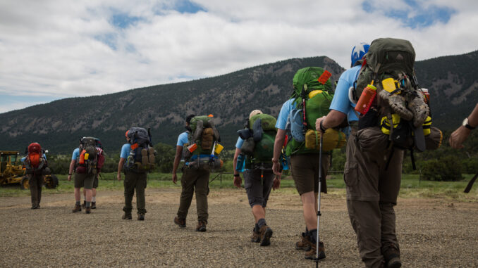 Scouts and adults hiking at Philmont Scout Ranch