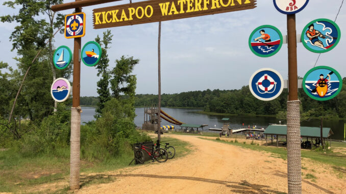 Photo of the entrance to a swim area at Scout camp