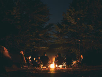 Photo of a campfire at night