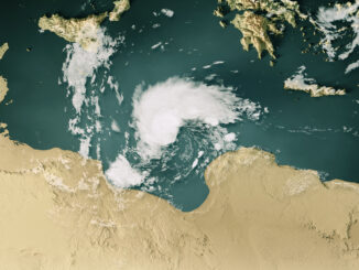 Image of a topographic map showing Storm Daniel