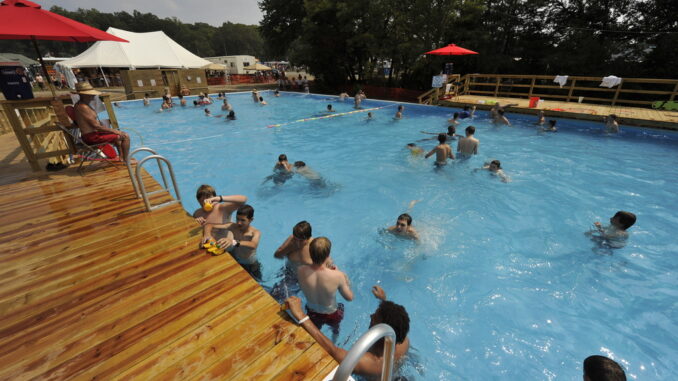 A photo of Scouts swimming in a pool