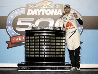 A photo of Eagle Scout William Byron after winning the Daytona 500