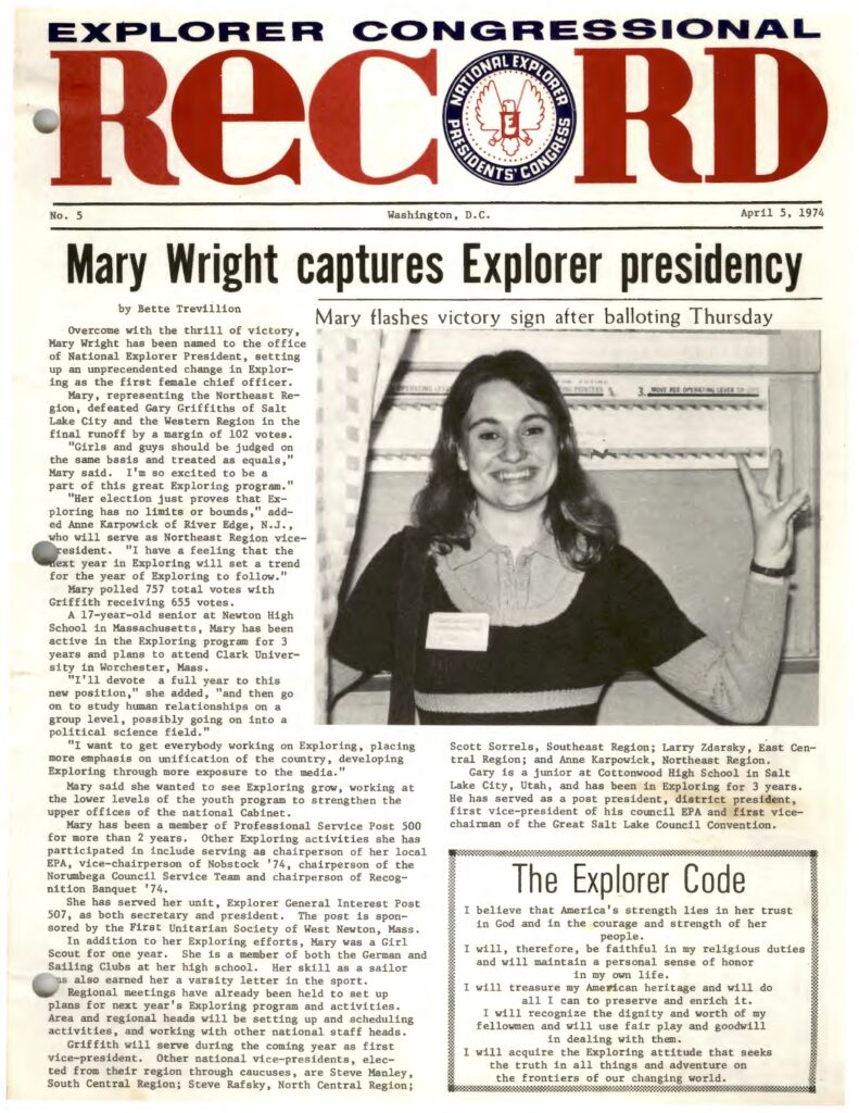 A scan of an article from the Explorer Congressional Record