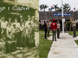 Two photos of Troop 1's cabin: One from 1933; one from 2024