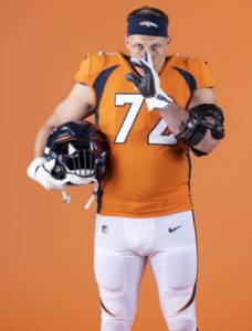 A portrait of Denver Broncos offensive lineman Garett Boiles