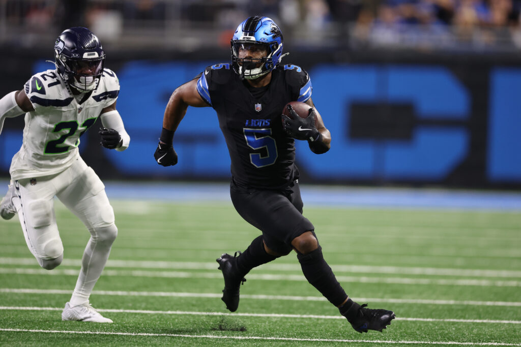 A photographs of Eagle Scout running back David Montgomery