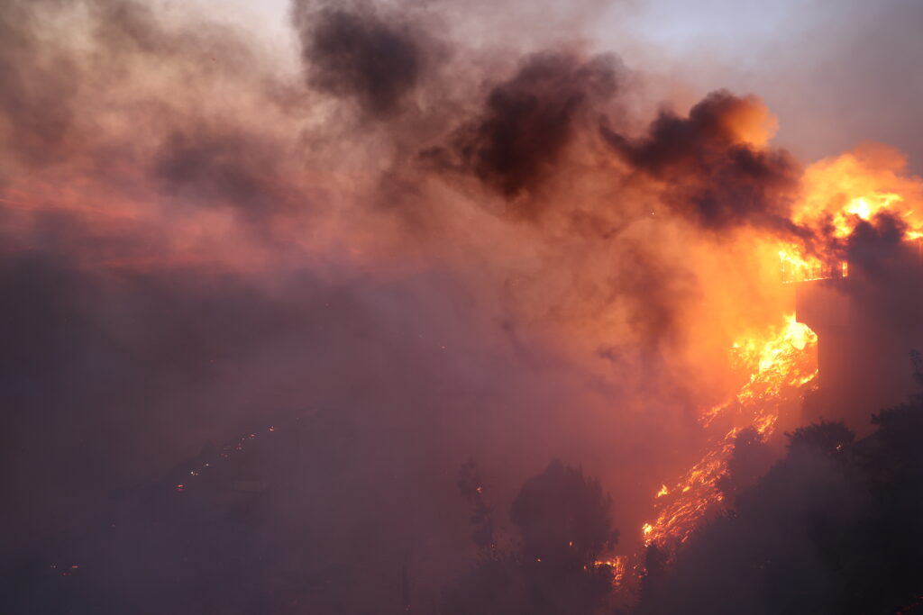 A photo of a wildfire in Southern California
