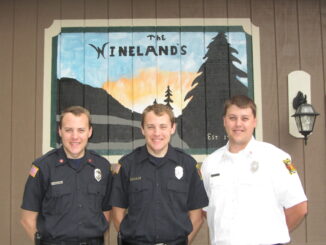 A photo of Eagle Scout firefighting brothers Nicholas, Matthew and Michael Wineland.