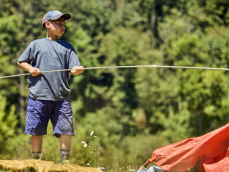 Cub Scouts on a campout / setting up camp