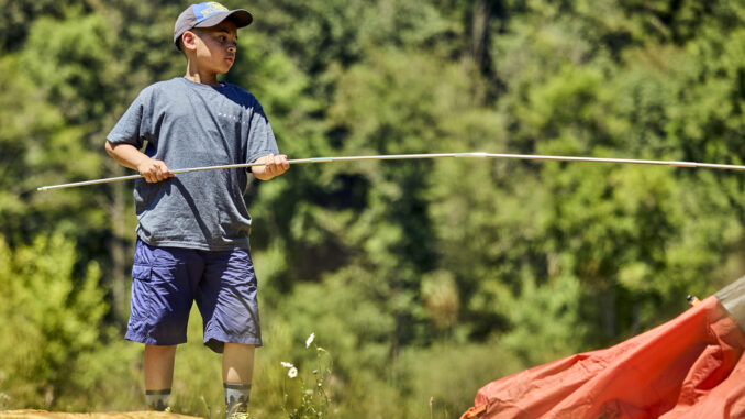 Cub Scouts on a campout / setting up camp