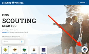 An image of the BeAScout homepage