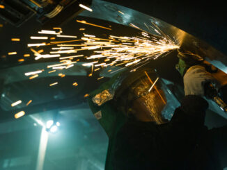 A photo of a welder in action
