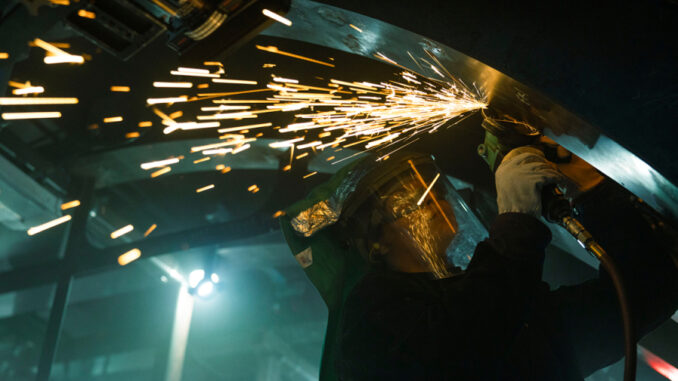 A photo of a welder in action