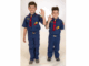 A photo of two Cub Scouts waiving while wearing their uniforms