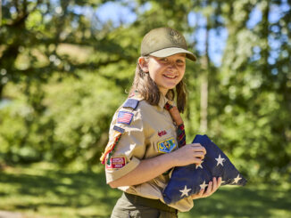 Cub Scouts performing a flag ceremony