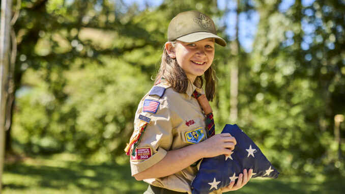 Cub Scouts performing a flag ceremony