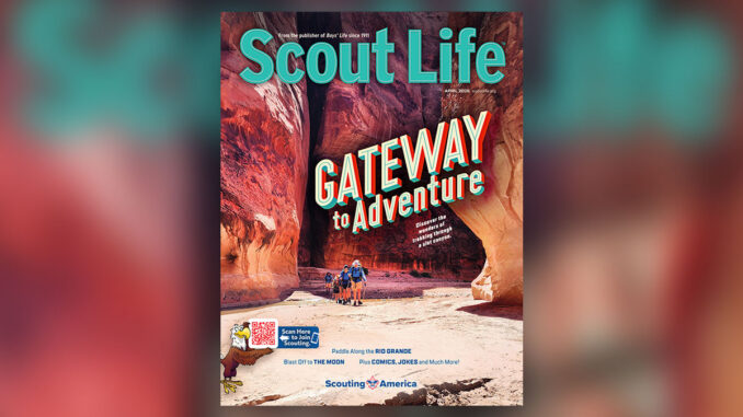 Cover of the April issue of Scout Life magazine